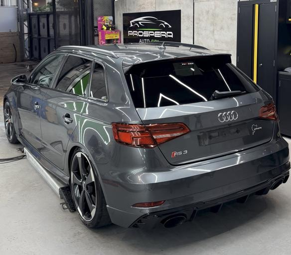 Audi RS3 receiving detailing care at PROSPERA Auto Spa
